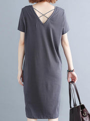 Casual Crossover Strap Neck Long Dress