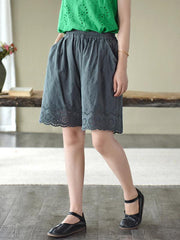 Artistic Retro Hollow Embroidered Shorts