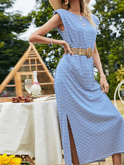 Sleeveless Striped Slim Casual Dress