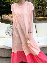 Retro Loose Thin Contrast Stitching Dress