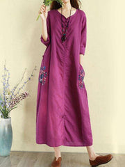 Vintage Panelled Loose-Fitting Midi Dress