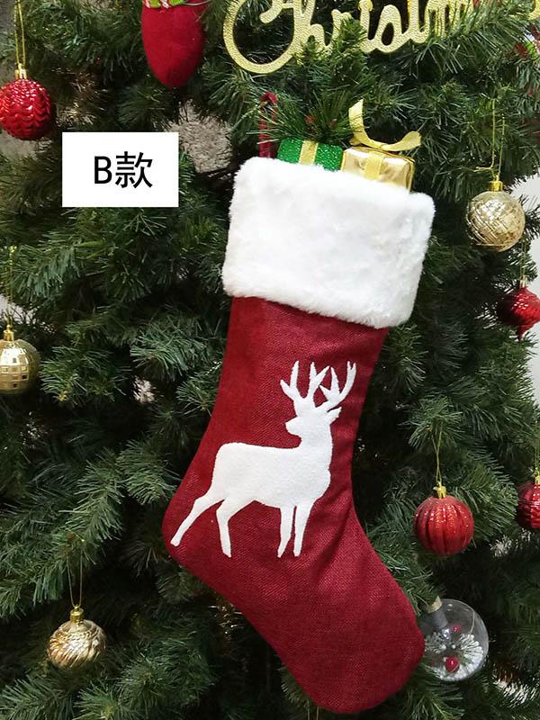 Christmas Elk Embroidery Stocking Gift Decorations