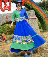 Ethnic Embroidered Shirt With Mesh Patch Tassel Skirt Suit