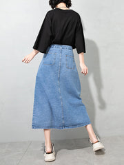 Solid Color High Waist Split Loose Casual Skirt