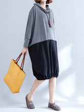 Women High Neck Stitching Casual Dress