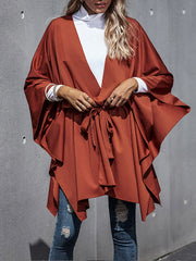 Women Loose Bat Sleeve Long Sleeve Cape Coat