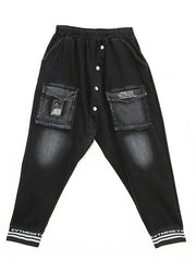 Loose Pocket Split-Joint Harem Pants