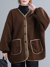 Loose V-Neck Thick Coat