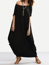 Loose Solid Pleated Maxi Dress