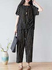 2019 Summer New Oversize Striped Casual Pants Suit