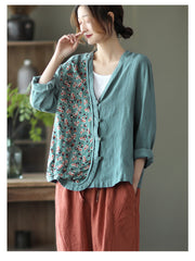 Retro Stitching Buttoned Shirt
