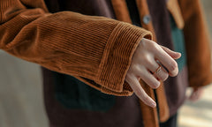 Retro Collision Color Single-Breasted Square Collar Coat