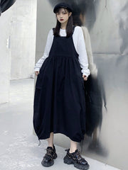 Loose Sleeveless Drawstring Strap Dress Pants