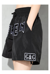 Women Elastic Waist Printing Personality Casual Shorts