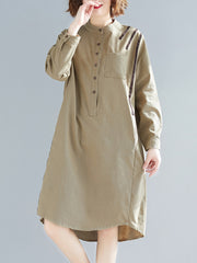 Original Solid Round-Neck Shirt Dress