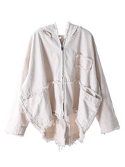 Loose Hooded Denim Short Coat