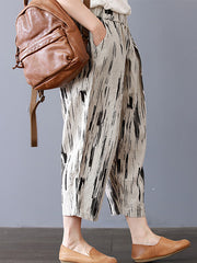 Artistic Retro Striped Capri-Pants