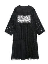 Mesh Stitching Lace Long Sleeve Dress