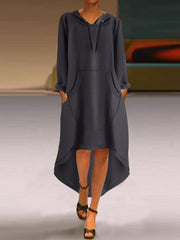 Fashion Hooded Irregular Long Hoodie