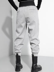 Women Zipper Decoration Solid Color Casual Pants