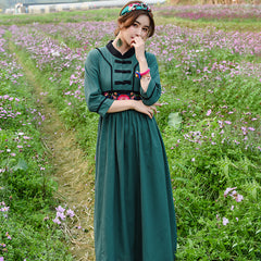 Ethnic Embroidered Waisted Midi Dress