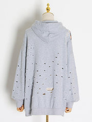 Loose Solid Color Hollow Hoodie