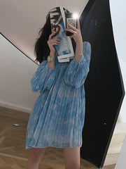 Original Pleats Puff Sleeve Dress