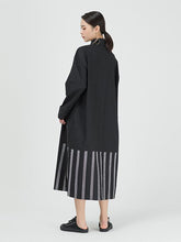 Vintage Loose Striped Splicing Shirt Dress