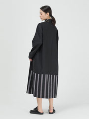 Vintage Loose Striped Splicing Shirt Dress