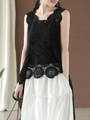 Hollow Out Cropped Long Vest