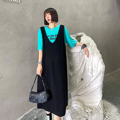 Soild Color Slimming Sleeveless V-Neck Suspender Dress