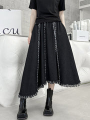 Irregular Clipping Roomy Elasticity Fringed Split-Joint Skirts