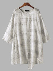 Loose Simple Style Irregular Designed Batwing Blouses