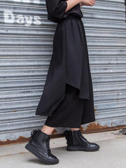 Chiffon Split-Joint Asymmetric Wide-Leg Pants