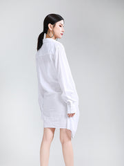 Women Lapel Solid Color Irregular Dress