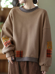 Splicing Collision Color Round Neck Sweatshirt