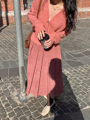 Urban Solid Color Pleated A-Line Skirt