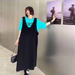 Soild Color Slimming Sleeveless V-Neck Suspender Dress