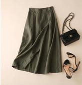 Casual Elastic Waist A-Line Skirt