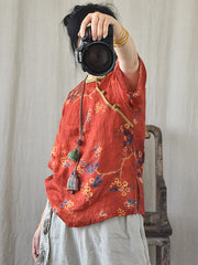 Intage Casual Floral Split Hem T-Shirt