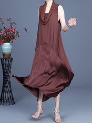 Scarf Collar Irregular Stitching Dress