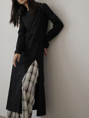 Simple Solid Color Long Sleeve Dress