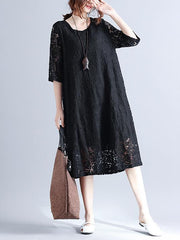 Plus Size Lace Hollow Mini Dresses