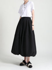 Retro Solid Color High Waist Slimming Skirt