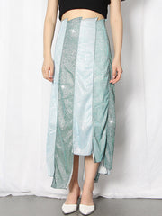 Original Irregularity Split-Joint Color-Block Skirt