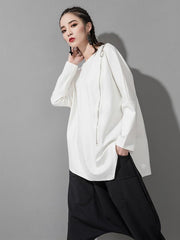 Loose Solid Color Cropped Zipper T-Shirt