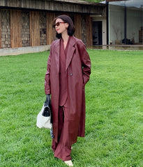 Ladies Solid Color Casual Long Coat