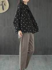Women Polka Dot Print Loose Casual Jacket