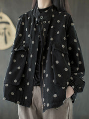 Women Polka Dot Print Loose Casual Jacket