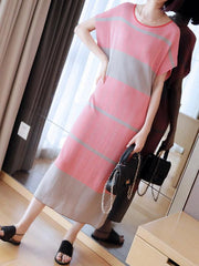 Loose Ice Silk Knitting Short Sleeve Dress